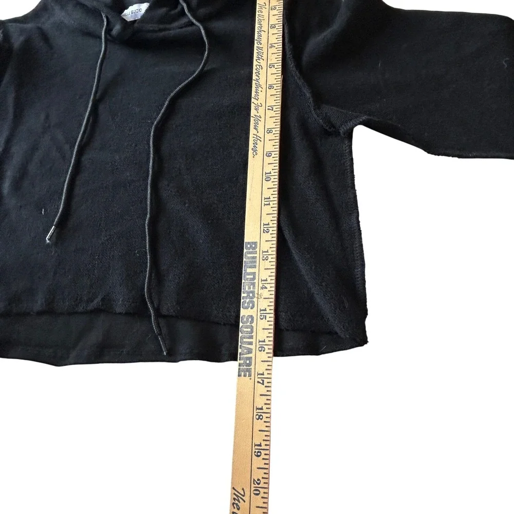 Danielle Guizio Olive Cropped Hoodie Minimalist Athleisure Raw Hem M - Picture 4 of 7